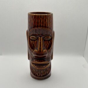 Vintage Brown Tiki Face Ceramic Cocktail cup Japan Orchios Of Hawaii